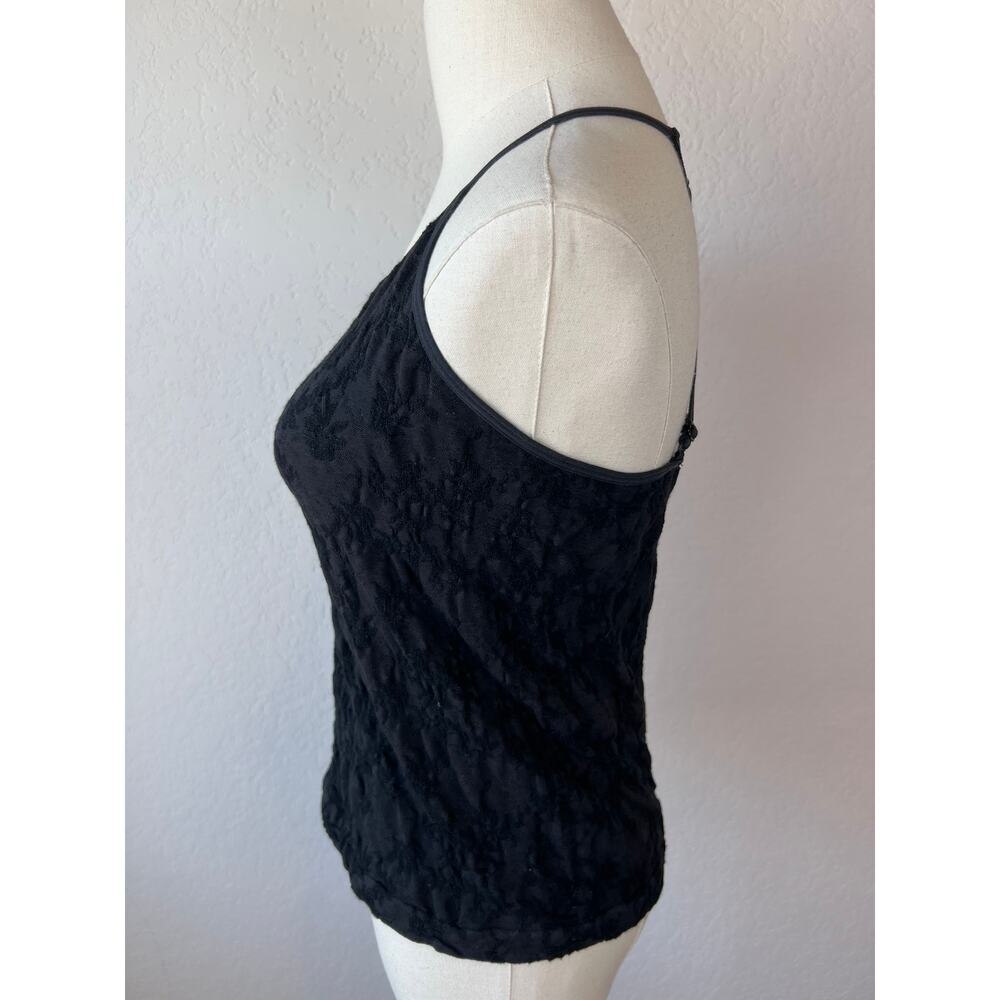 Anthropologie Black Strappy Back Tank Top Floral size Medium - Picture 6 of 6